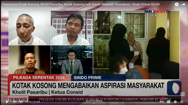 Fenomena Kotak Kosong, Kholil Pasaribu: Kotak Kosong jadi Tanda Masalah Demokrasi – Sindo Prime 06/09